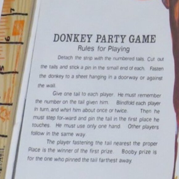 Vintage Pin the Tale on the Donkey LAMINATED new uncut - Picture 3 of 3